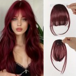 Breton din par artificial cu clips AP404 Visiniu (Burgundy) cu suvite lateral